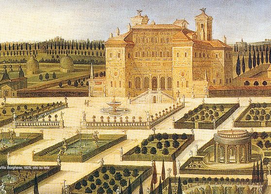 Joseph Heintz le Jeune, Vue de la Villa Borghèse, 1625 (détail). Collection privée.